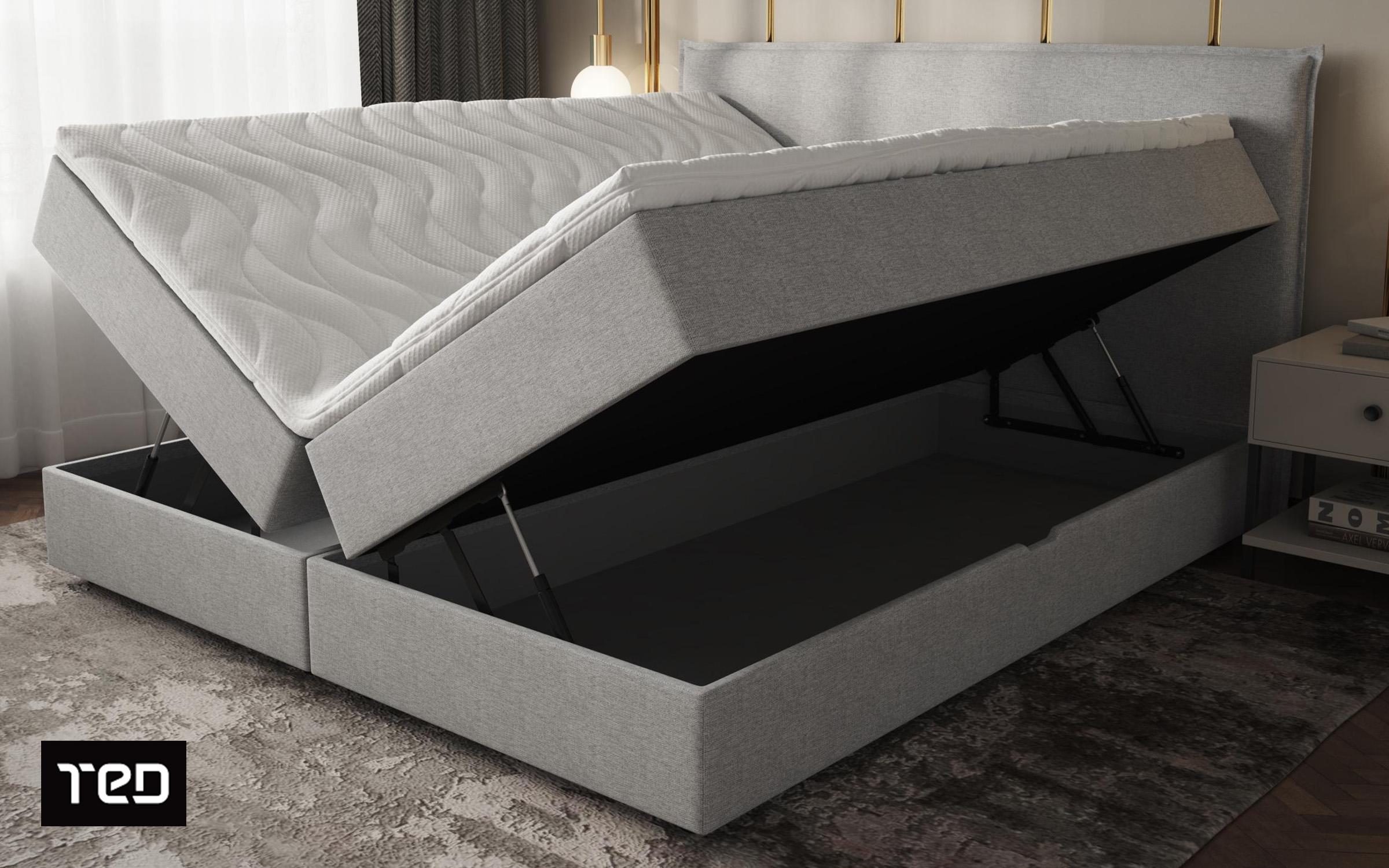 Pat dublu Modera Boxspring, gri deschis  4